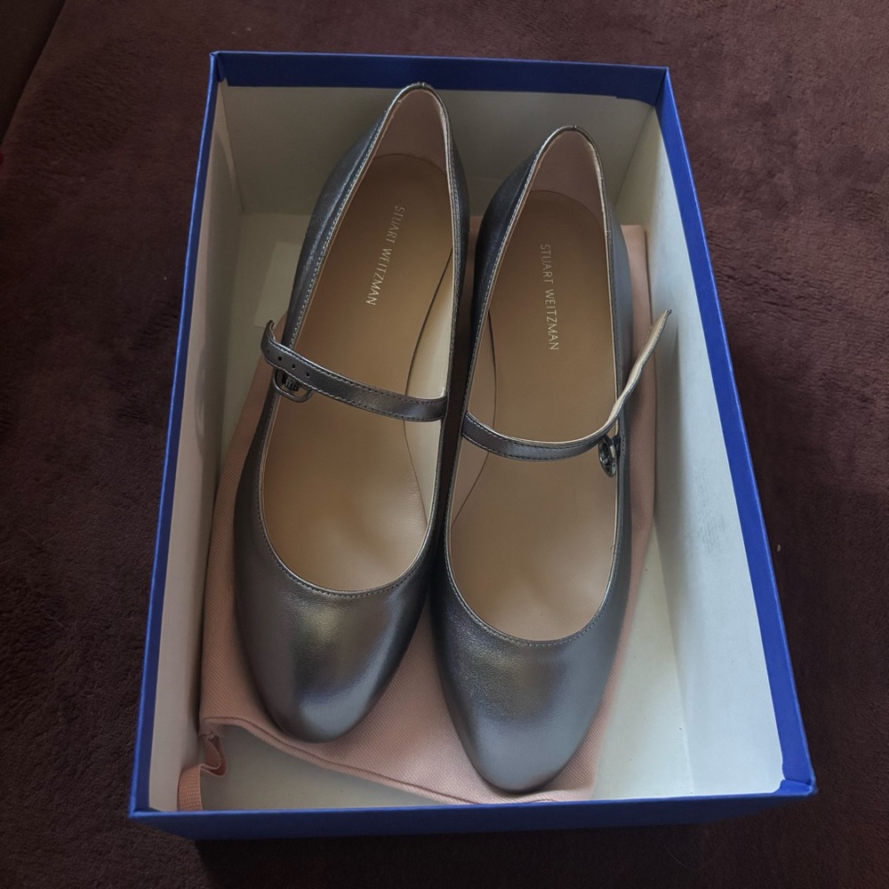 Stuart Weitzman Gabby Mary Jane Pump in Silver Color - Picture 1 of 6